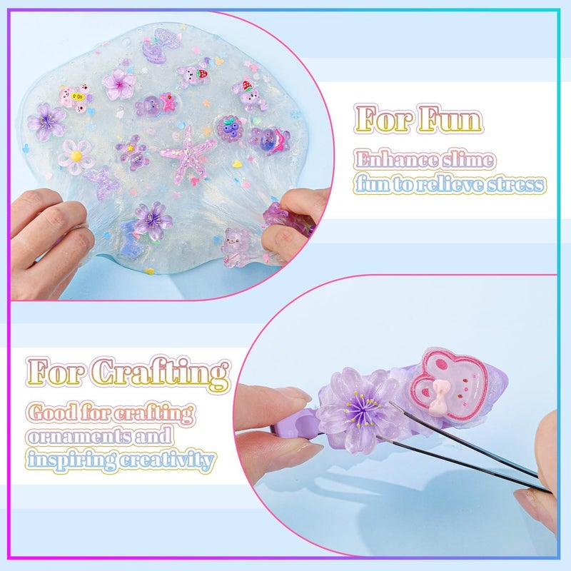 Glitzest 100PCS TINKRSTUFF Purple Slime Charms Jelly Cute Flatback Resin Charms For Slime, Random Kawaii Decoden Charm for Embellishments Phone Junk Case Charms Bulk, Hairpins Scrapbooking Crafting & DIY Decor - Image 5